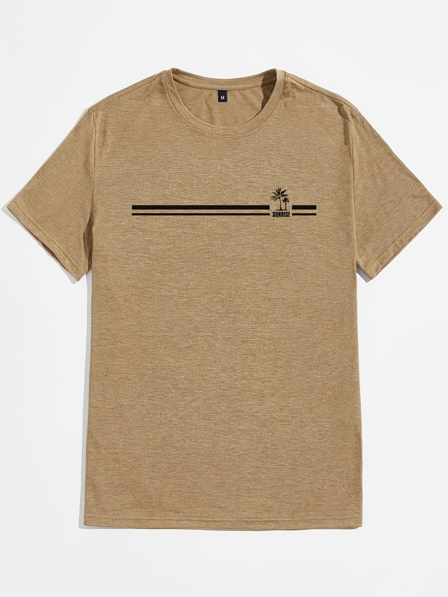 Men's Coconut Tree Sunrise Graphic T-Shirt - Comfortable Short Sleeve Casual Tee for Summer