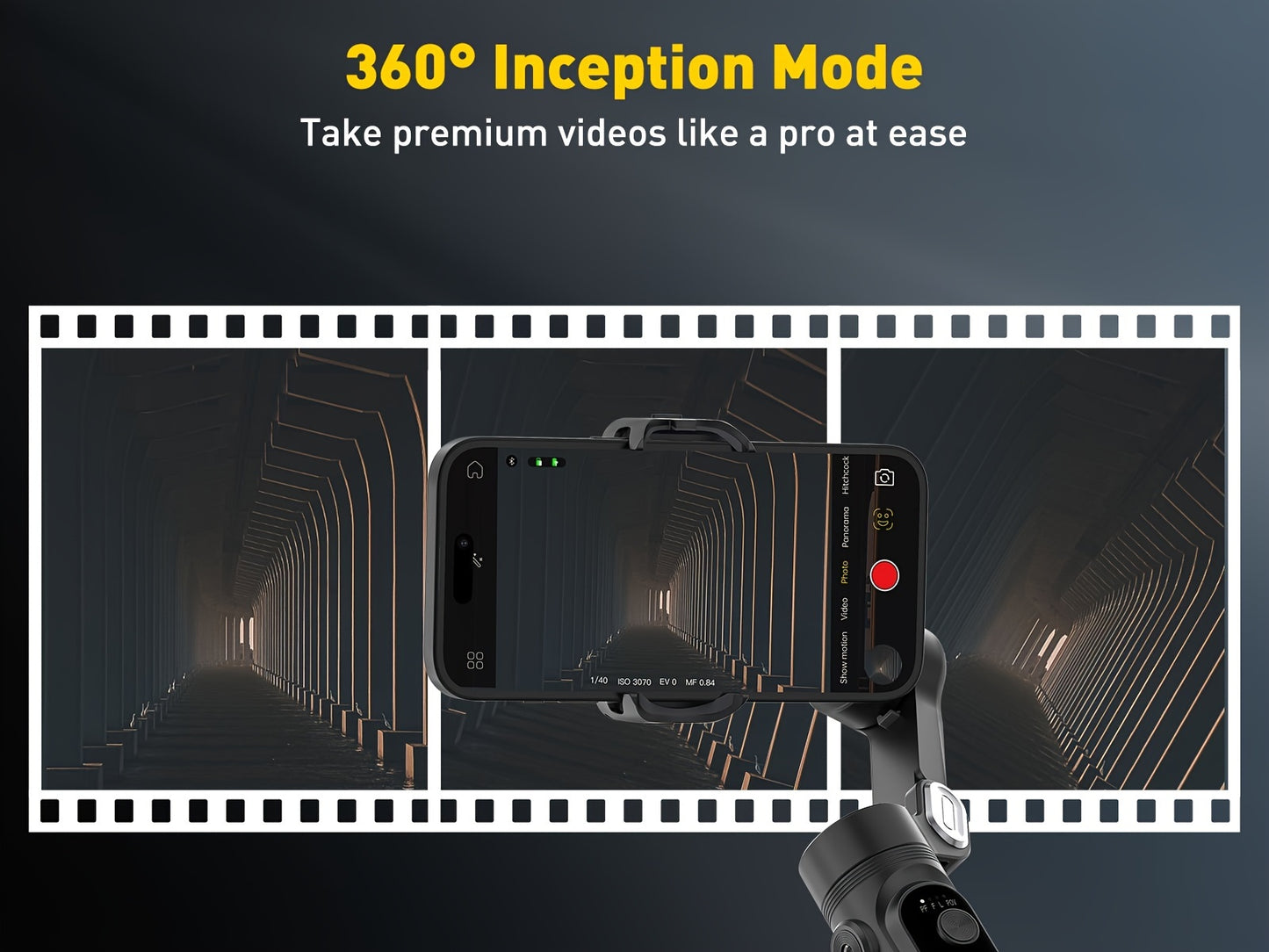 Smart X Pro 3-Axis Foldable Smartphone Gimbal Stabilizer - LED Light, Video Recording, Vlogging Kit for iPhone 15/14/13 Pro Max - Compact, Portable, and Easy to Use