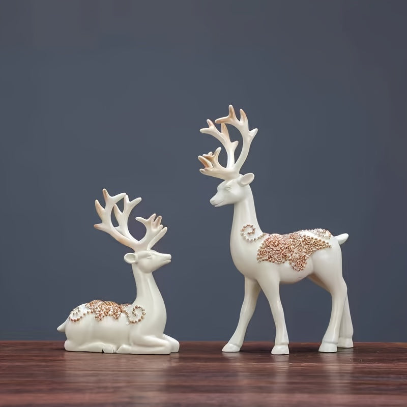 2pcs/set Elegant Deer Ornaments for Home Decor and Weddings - Ideal Housewarming and Living Room Gifts