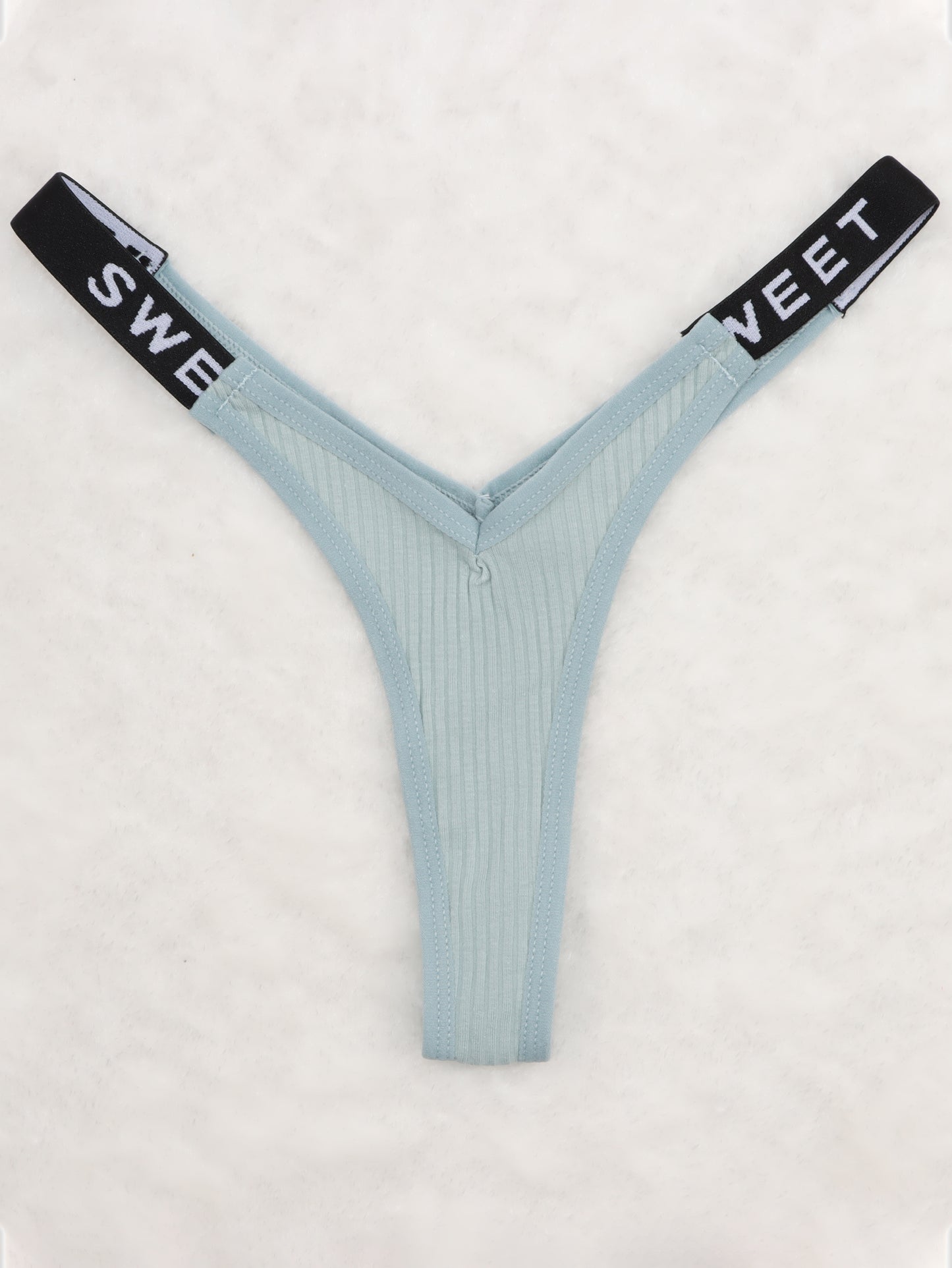 thong panties - Letter Print Tape Thong Panties - Comfort & Breathable Ribbed - Unleash Your Inner Confidence