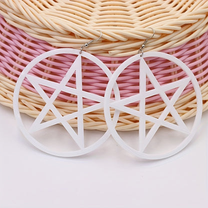 Elegant Star Pendant Hoop Earrings for Women - Chic Resin Circle Design, Fashionable Accessory, Novelty Earrings