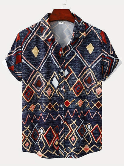 Mens Palm Tree & Lobster Paradise Short Sleeve Hawaiian Shirt - Lightweight, Comfortable, Perfect for Summer Beach Vacations
