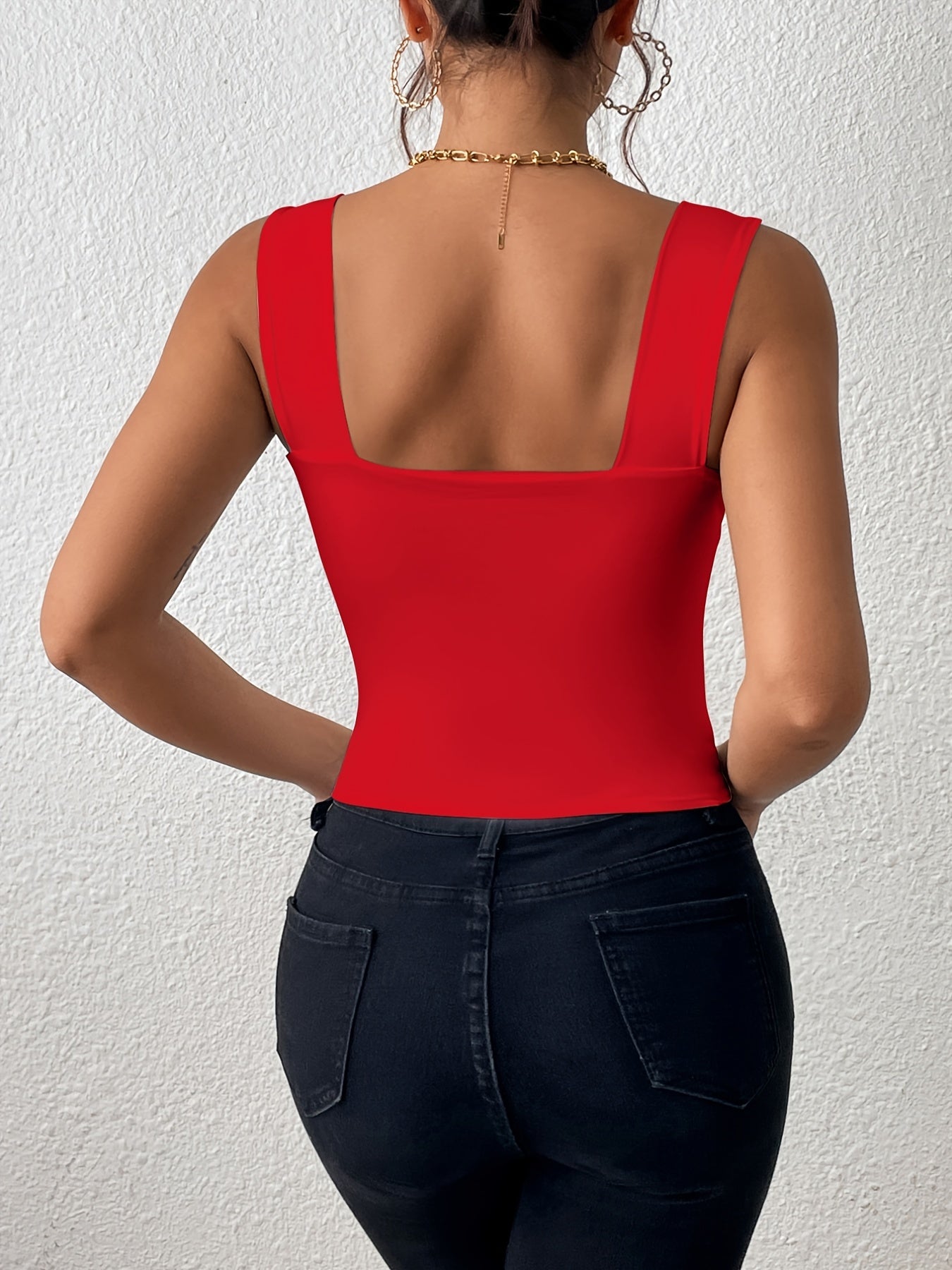 Stretchy Women's Crop Tank Top - Casual Everyday Essential - Soft, Breathable, Sleeveless, Solid Color, Comfortable, Relaxed Fit, Women's Clothing