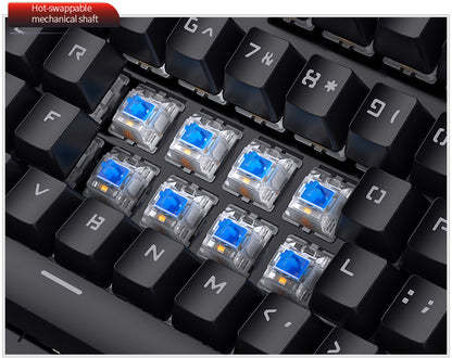 YinDiao Caller Mechanical Keyboard 104 Keys Green Axis Backlit Office E-sports Game Keyboard Wired USB Desktop Computer Notebook Universal