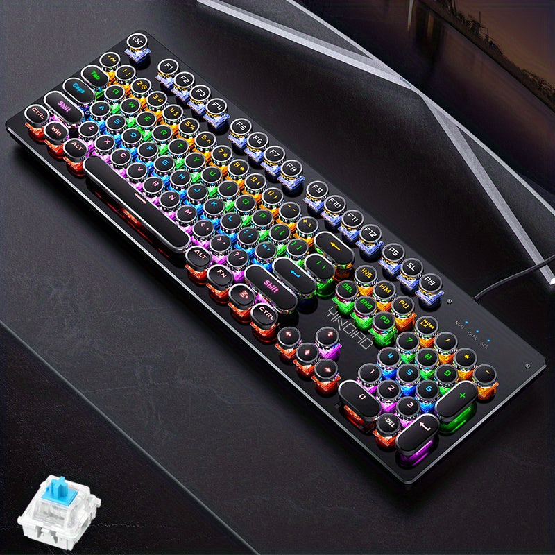 YinDiao Caller Mechanical Keyboard 104 Keys Green Axis Backlit Office E-sports Game Keyboard Wired USB Desktop Computer Notebook Universal