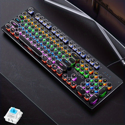 YinDiao Caller Mechanical Keyboard 104 Keys Green Axis Backlit Office E-sports Game Keyboard Wired USB Desktop Computer Notebook Universal