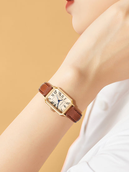 Ladies Square Roman Numeral Luxury Vintage Fashion Quartz Watch Fancy Women Watches Jewelry Sophisticated And Stylish Women Watch