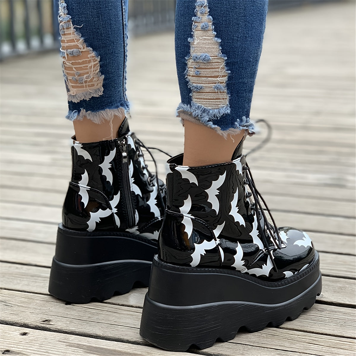 Women'S Houndstooth Chelsea Boots, High Platform Heel, Synthetic Upper, Fabric Lining, PU Sole, Plain Toe, Casual Lace-Up Ankle Booties
