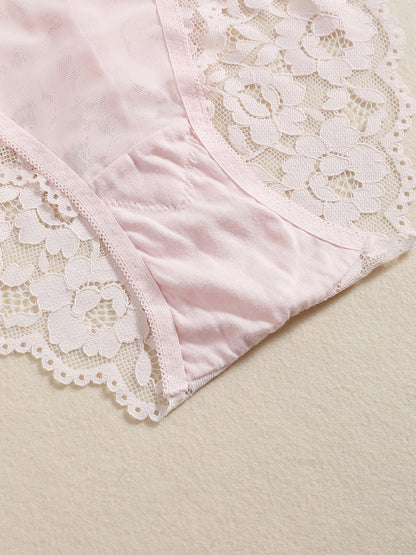 Romantic Lace Embroidery Lingerie Set - Soft & Breathable Push-Up Bra with Sheer Panty - Perfect Seductive Valentines Gift for Her - Womens Comfortable Intimate Wear