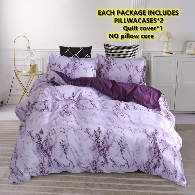 [Chemical Fiber] 3Psc Quilt Cover Three-Piece Set | 90G Chemical Fiber Brushed Printed Fabric | One Quilt Cover Plus a Pair of Pillowcases
