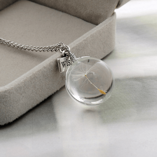 New Dandelion Pendant Necklace Double-sided Crystal Patch 25mm Jewelry Gemstone Sweater Chain Gift