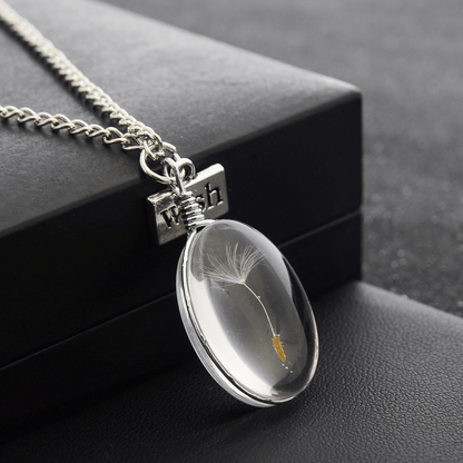 New Dandelion Pendant Necklace Double-sided Crystal Patch 25mm Jewelry Gemstone Sweater Chain Gift