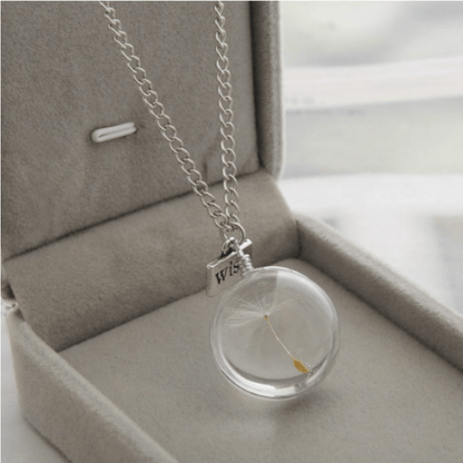 New Dandelion Pendant Necklace Double-sided Crystal Patch 25mm Jewelry Gemstone Sweater Chain Gift