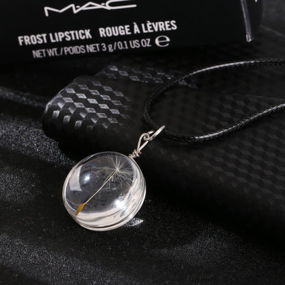 New Dandelion Pendant Necklace Double-sided Crystal Patch 25mm Jewelry Gemstone Sweater Chain Gift