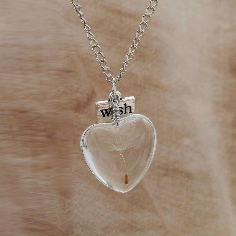 New Dandelion Pendant Necklace Double-sided Crystal Patch 25mm Jewelry Gemstone Sweater Chain Gift