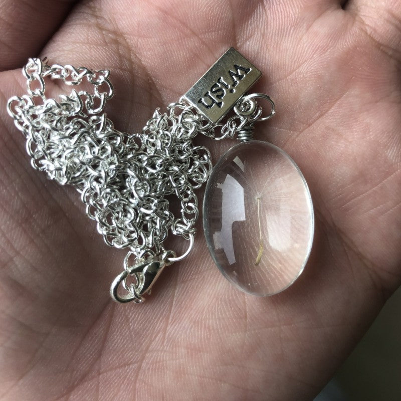 New Dandelion Pendant Necklace Double-sided Crystal Patch 25mm Jewelry Gemstone Sweater Chain Gift