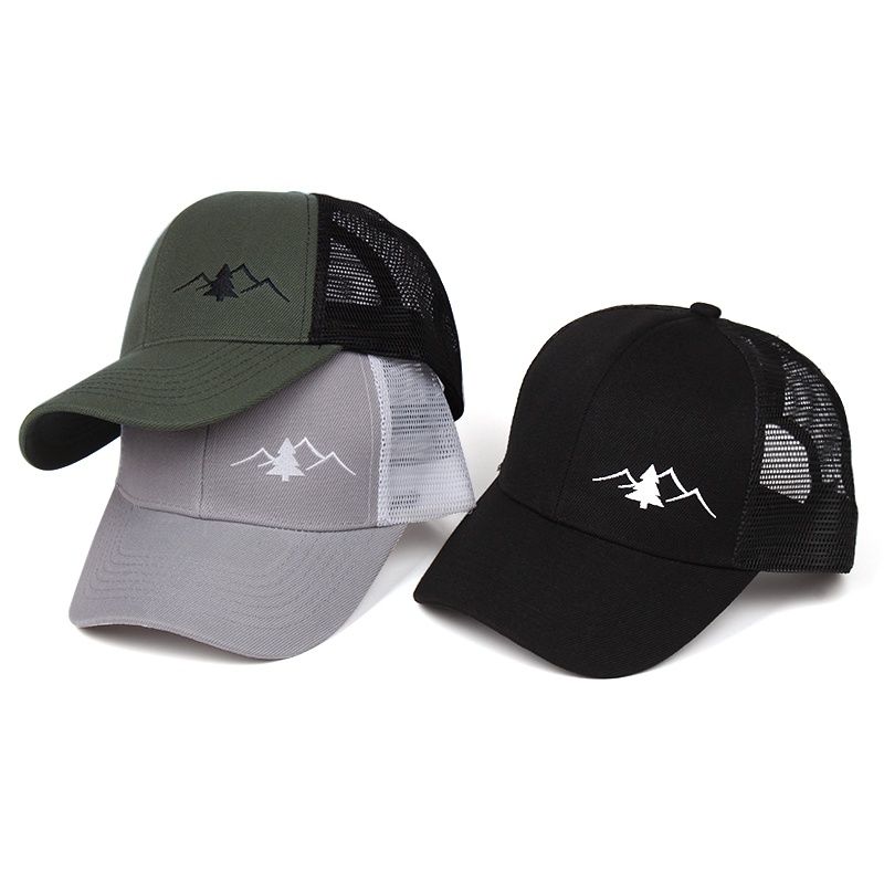 [Breathable Mesh Trucker Hat Outdoor] Trendy Embroidered Trucker Hat, Breathable Mesh Baseball Cap for Outdoor & Skateboarding, Business Business Style
