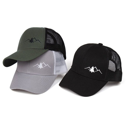 [Breathable Mesh Trucker Hat Outdoor] Trendy Embroidered Trucker Hat, Breathable Mesh Baseball Cap for Outdoor & Skateboarding, Business Business Style