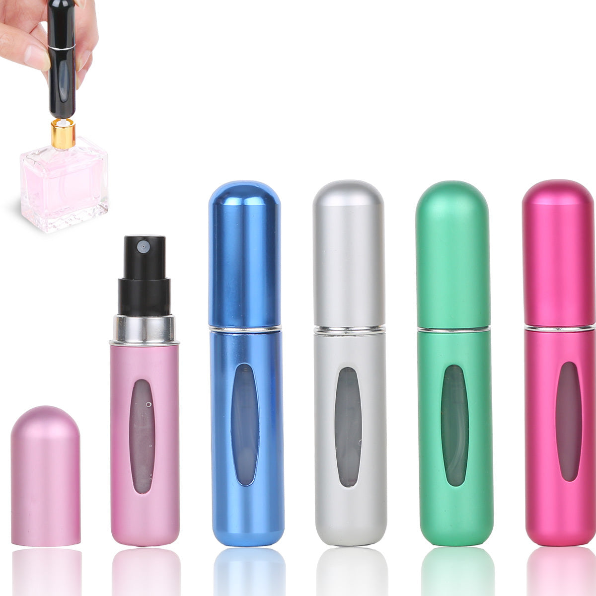 Perfume Refill Bottle Portable Mini Refillable Spray Jar Scent Pump Case Empty Cosmetic Containers Atomizer For Travel 0.17oz