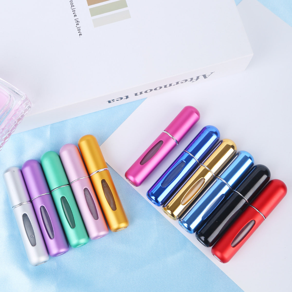 Perfume Refill Bottle Portable Mini Refillable Spray Jar Scent Pump Case Empty Cosmetic Containers Atomizer For Travel 0.17oz