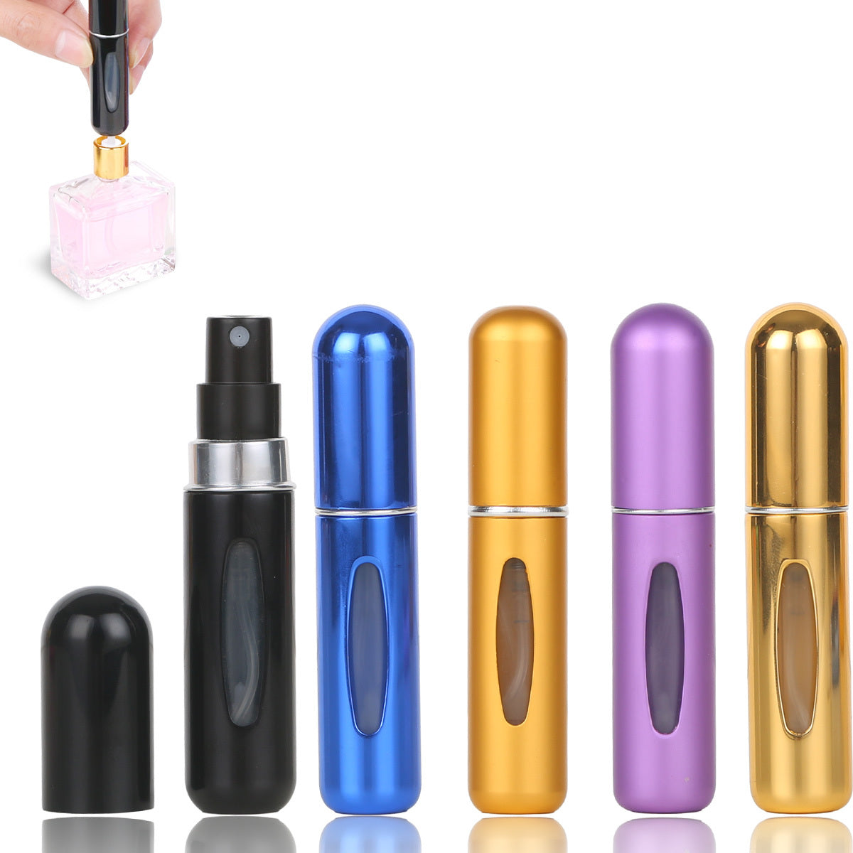 Perfume Refill Bottle Portable Mini Refillable Spray Jar Scent Pump Case Empty Cosmetic Containers Atomizer For Travel 0.17oz