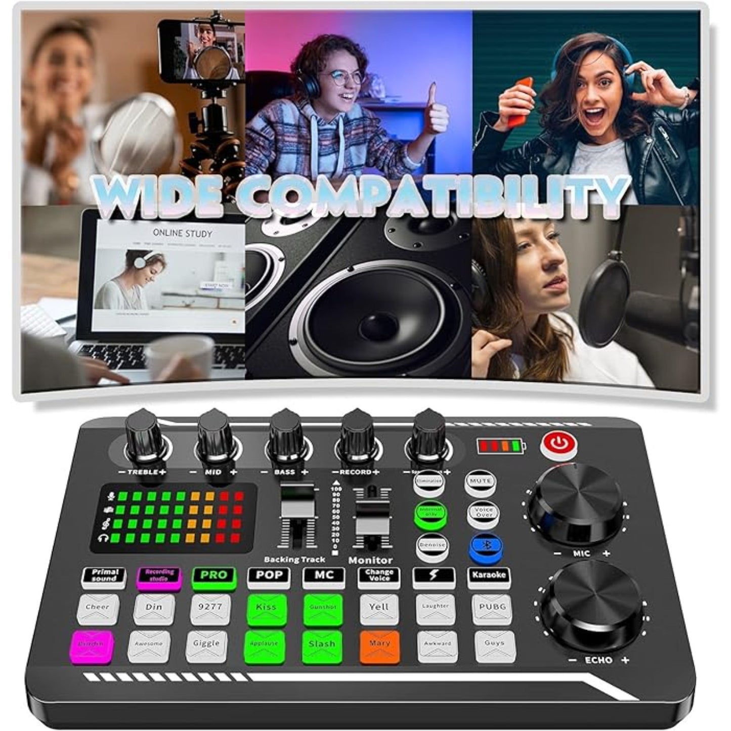 All-In-One Professional Audio Mixer, Podcast Equipment Caster with DJ Mixer Effects, Voice Changer, and Podcast Production Studio Equipment for Streaming, Podcasting, Gaming, PC, and Smartphone