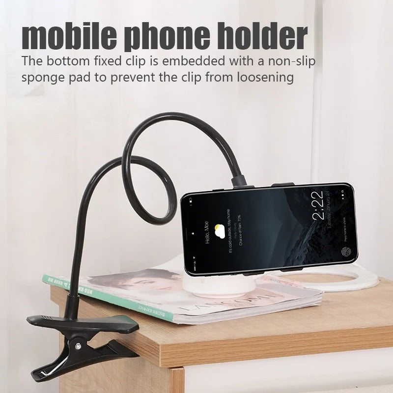 Multifunctional Mobile Phone Holder with Adjustable Clamp - Flexible Arm Bedside & Desktop Mount, Non-Slip Sponge Pad, Versatile Smartphone Stand for Various Lazy Postures - 1 Piece