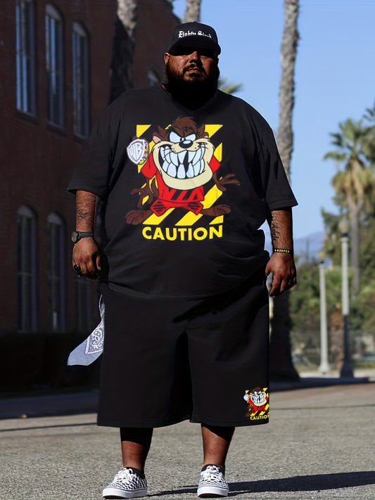 Men's Plus Size Animal Graphic Print T-shirt and Shorts Set - Perfect for Summer Street Style and Big & Tall Males
