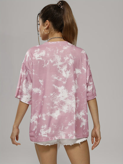 Women's Tie Dye Letter Graphic Tee, Casual Loose Sports Crew Neck T-shirt, Women's Tops