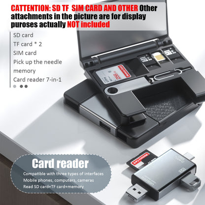 7-in-1 Multifunctional OTG Card Reader - High-Speed Micro SD Card Adapter with Storage Box for Digital Camera, Smartphone, Tablet - External U Disk, SD, TF Card Converter with OTG Function