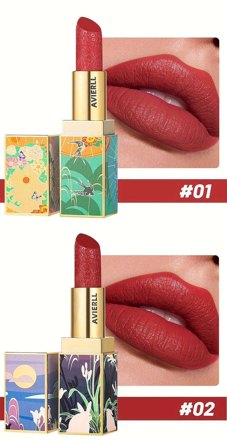 Enchanting Luxurious Matte Velvet Lip Collection - Hydrating, Long-Lasting, Seamless Finish - A Fashionable Chinese Traditional Printed Gift for Women, Perfect for Valentines Day & Lunar New Year Celebrations