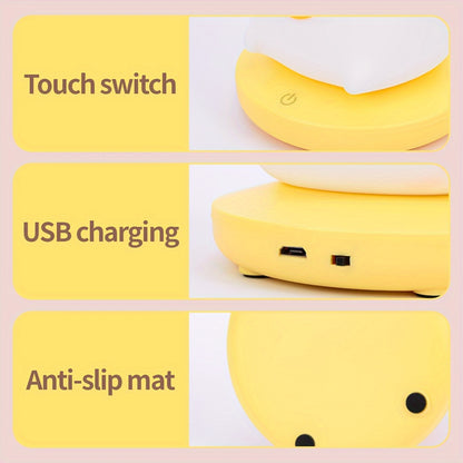 1piece Cute Piggy Tiger Rabbit Panda Shape Usb Silicone Children Sleep Night Light Rechargeable Bedroom Bedside Atmosphere Light Gift for Student Boys and Girls