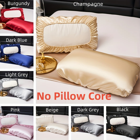 [Soft Satin Pillowcase] 2pcs Soft Breathable Satin Pillowcase | With Elastic Cord - Perfect For A Comfortable Sleep In Your Bedroom