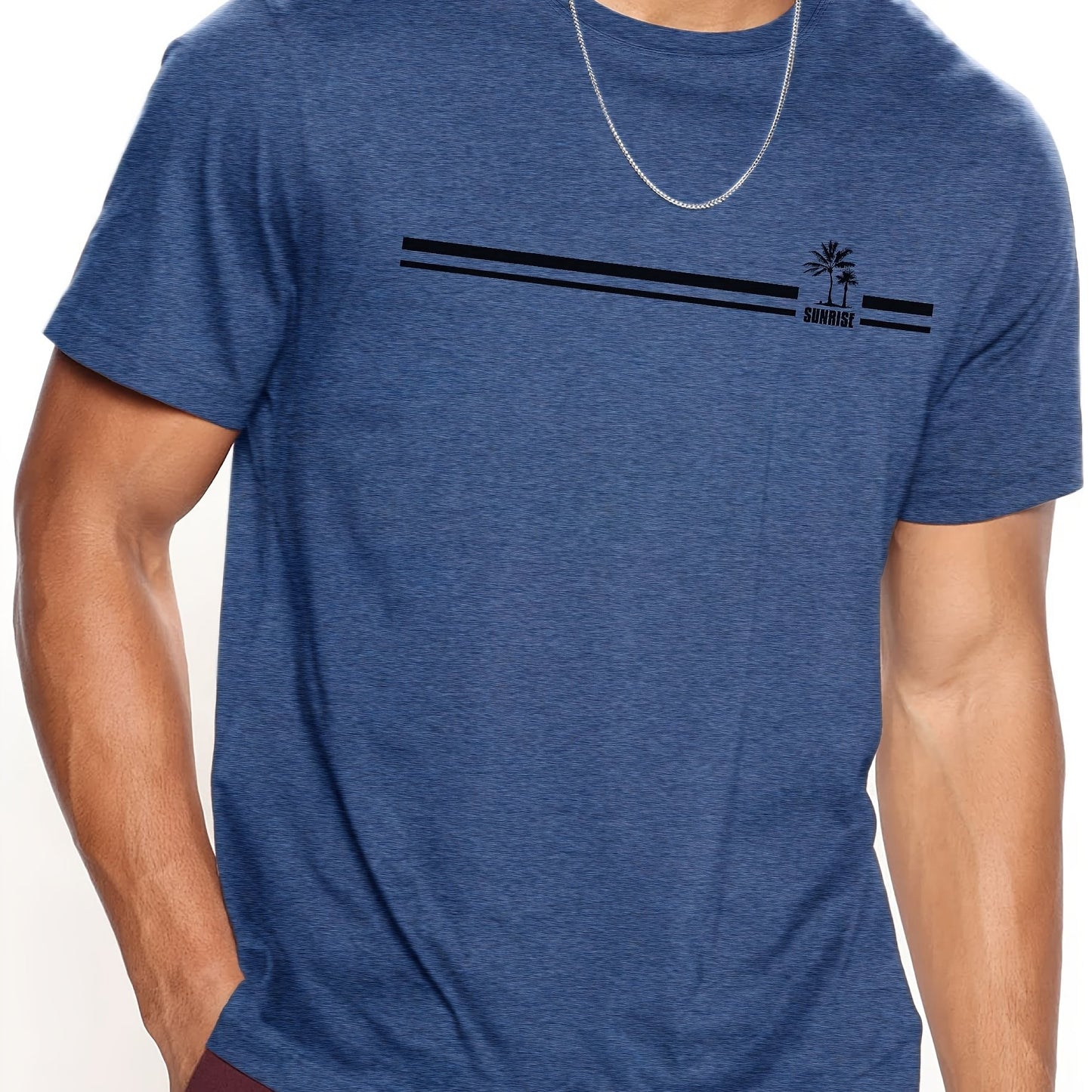 Men's Coconut Tree Sunrise Graphic T-Shirt - Comfortable Short Sleeve Casual Tee for Summer