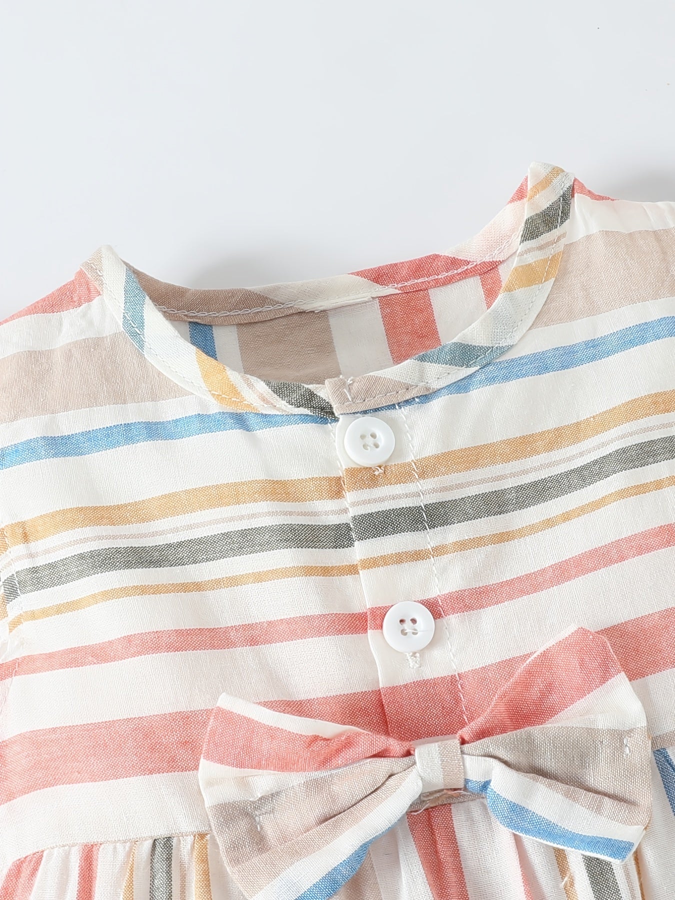 Baby Girls Striped Ruffled Romper Set with Bow Headband for Summer