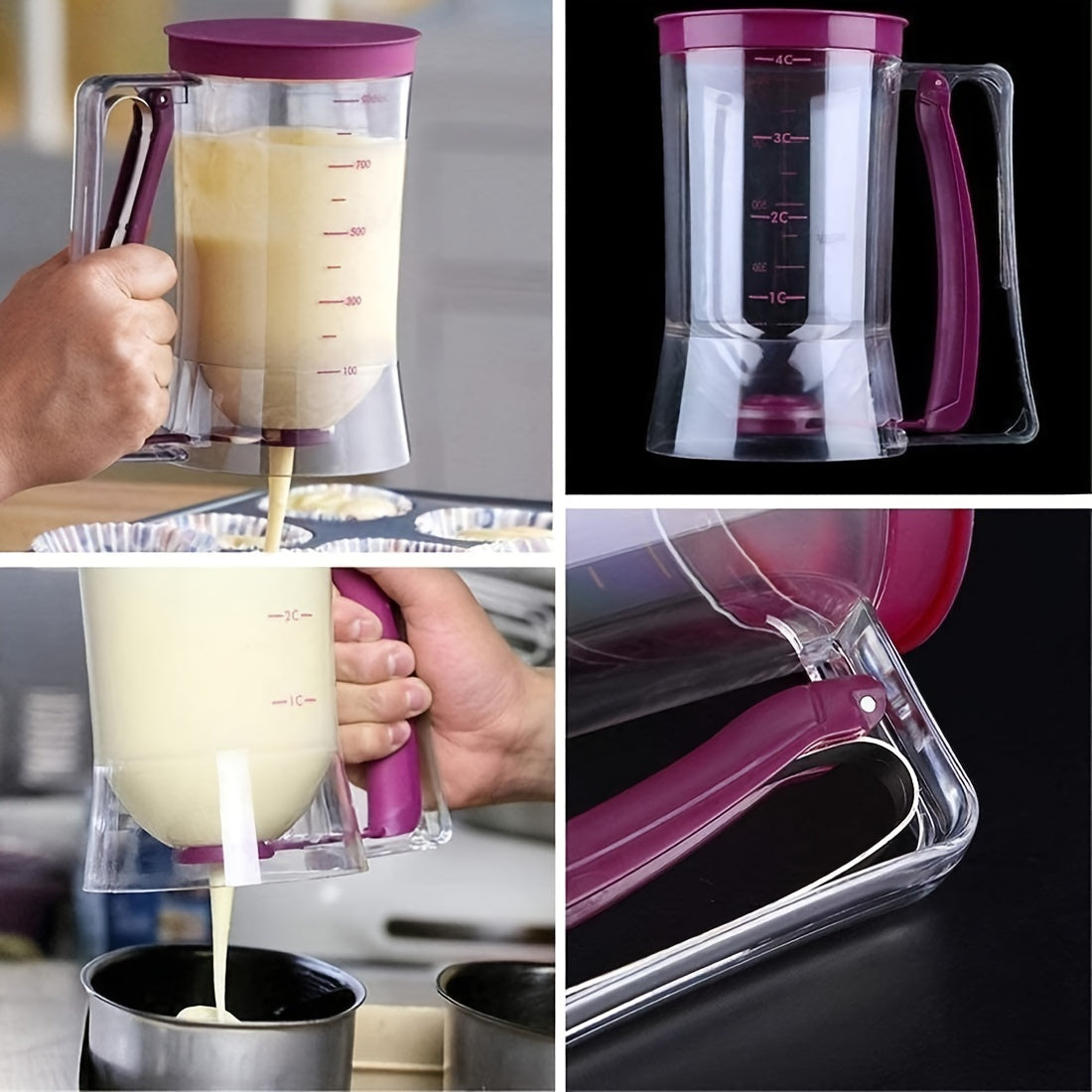 [1pc Batter Dispenser] 1pc Collapsible Batter Dispenser | Pancake Cupcake Batter Separator for Cupcakes, Waffles, Muffin Mix, and Baked Goods