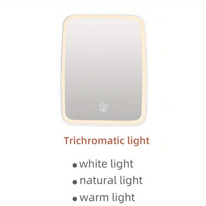 LED Desktop Makeup Mirror Adjustable Brightness USB Charging