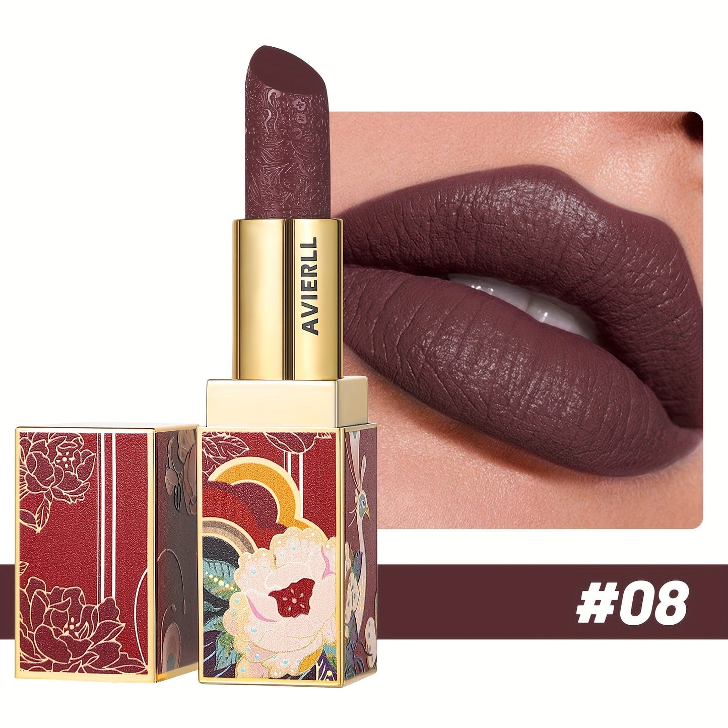 Enchanting Luxurious Matte Velvet Lip Collection - Hydrating, Long-Lasting, Seamless Finish - A Fashionable Chinese Traditional Printed Gift for Women, Perfect for Valentines Day & Lunar New Year Celebrations