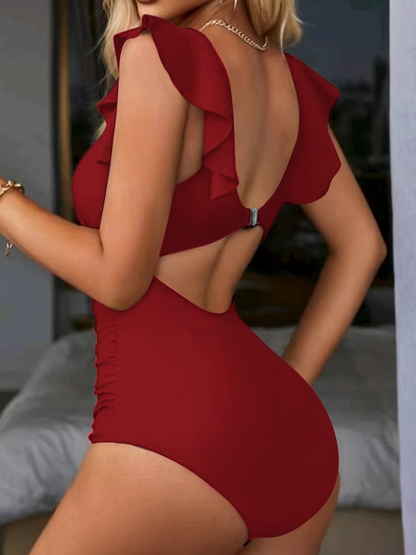 New High-End Fashion Sexy One-Piece Printed Hot Spring Swimming Swimsuit for Women