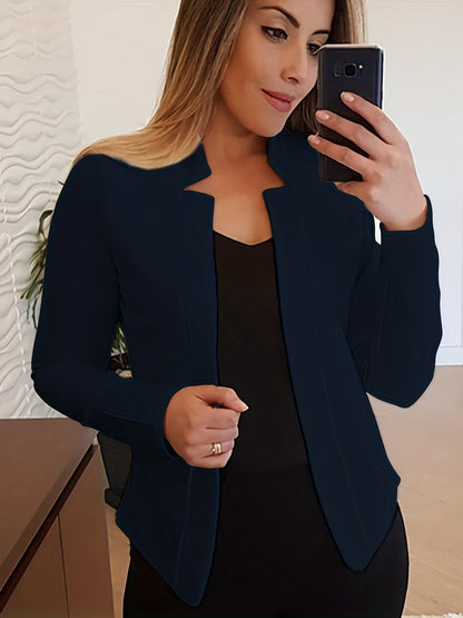 Women's Elegant Solid Color Long Sleeve Cardigan Jacket - Open Front H-Silhouette Design, Machine Washable All-Season Versatile Sweater for Casual & Formal Wear, Cardigan Sweater, Durable Knitwear