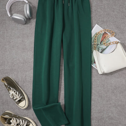 Women'S Cozy Gray Sweatpants with Elastic Waistband & Drawstring - Loose Fit, Long Length, Pockets, Casual Lounge Pants for Fall/Winter, Comfortable Clothing | Relaxed Fit Pants | Elastic Waistband Pants
