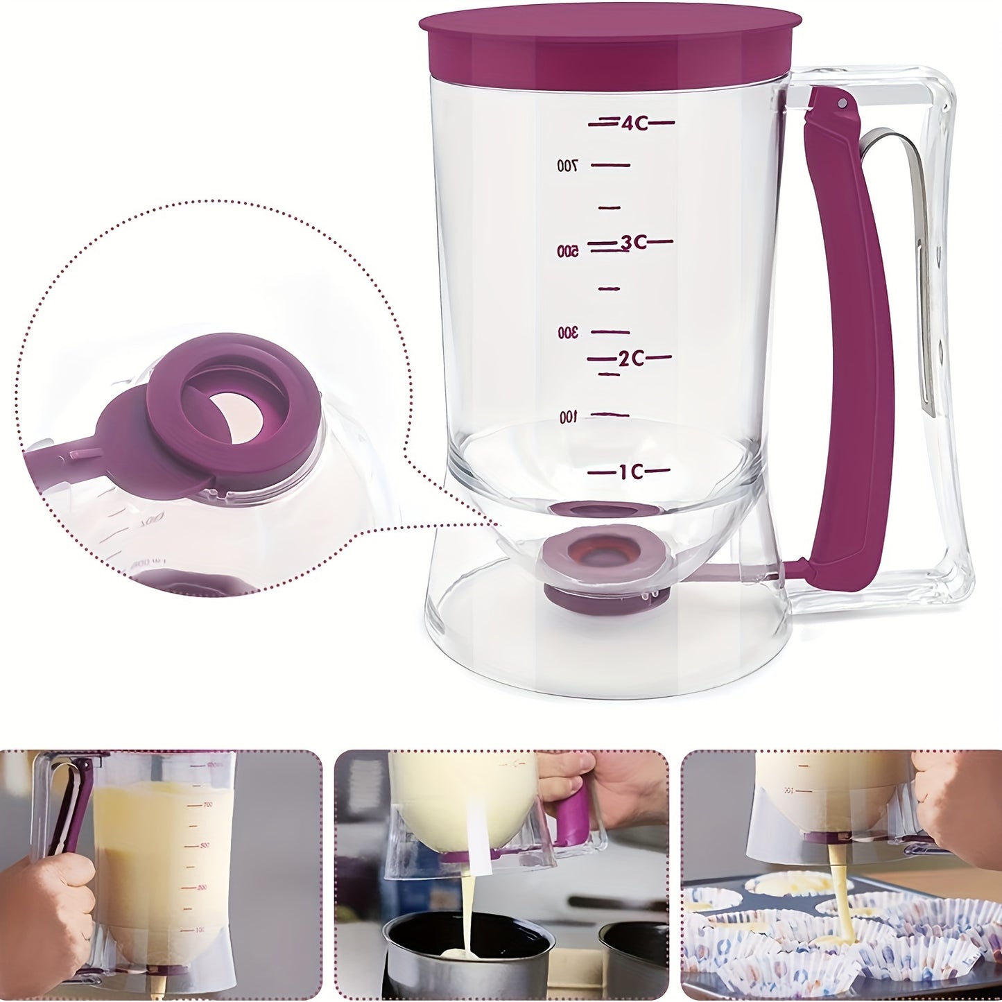 [1pc Batter Dispenser] 1pc Collapsible Batter Dispenser | Pancake Cupcake Batter Separator for Cupcakes, Waffles, Muffin Mix, and Baked Goods