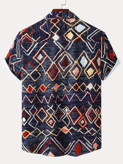 Mens Palm Tree & Lobster Paradise Short Sleeve Hawaiian Shirt - Lightweight, Comfortable, Perfect for Summer Beach Vacations