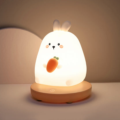1piece Cute Piggy Tiger Rabbit Panda Shape Usb Silicone Children Sleep Night Light Rechargeable Bedroom Bedside Atmosphere Light Gift for Student Boys and Girls