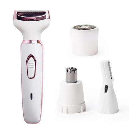 SmoothGlide Womens Electric Shaving Kit - 4-in-1 Cordless Hair Remover for Face, Legs, Underarms & Bikini Area, Wet/Dry Use with Quick-Charge Micro USB, Portable & Perfect for Sensitive Skin, A Luxurious Holiday Gift