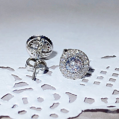 Luxurious Genuine Brilliance Micro Paved White Cubic Zirconia Stud Earrings for Women - Sparkling Engagement Statement Jewelry, Nickel-Free Copper Backing, Ideal for Weddings and Formal Events, Wedding Earrings | Sparkling Ea