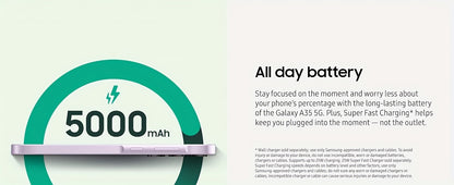 Samsung Galaxy A35 5G A356E 8+256GB Android Smartphone, Unlocked for all carriers, Awesome Lilac