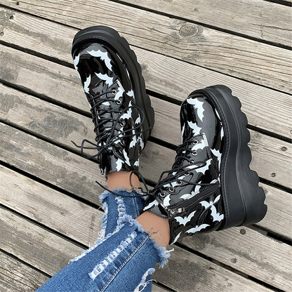 Women'S Houndstooth Chelsea Boots, High Platform Heel, Synthetic Upper, Fabric Lining, PU Sole, Plain Toe, Casual Lace-Up Ankle Booties