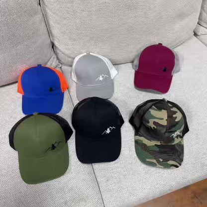 [Breathable Mesh Trucker Hat Outdoor] Trendy Embroidered Trucker Hat, Breathable Mesh Baseball Cap for Outdoor & Skateboarding, Business Business Style