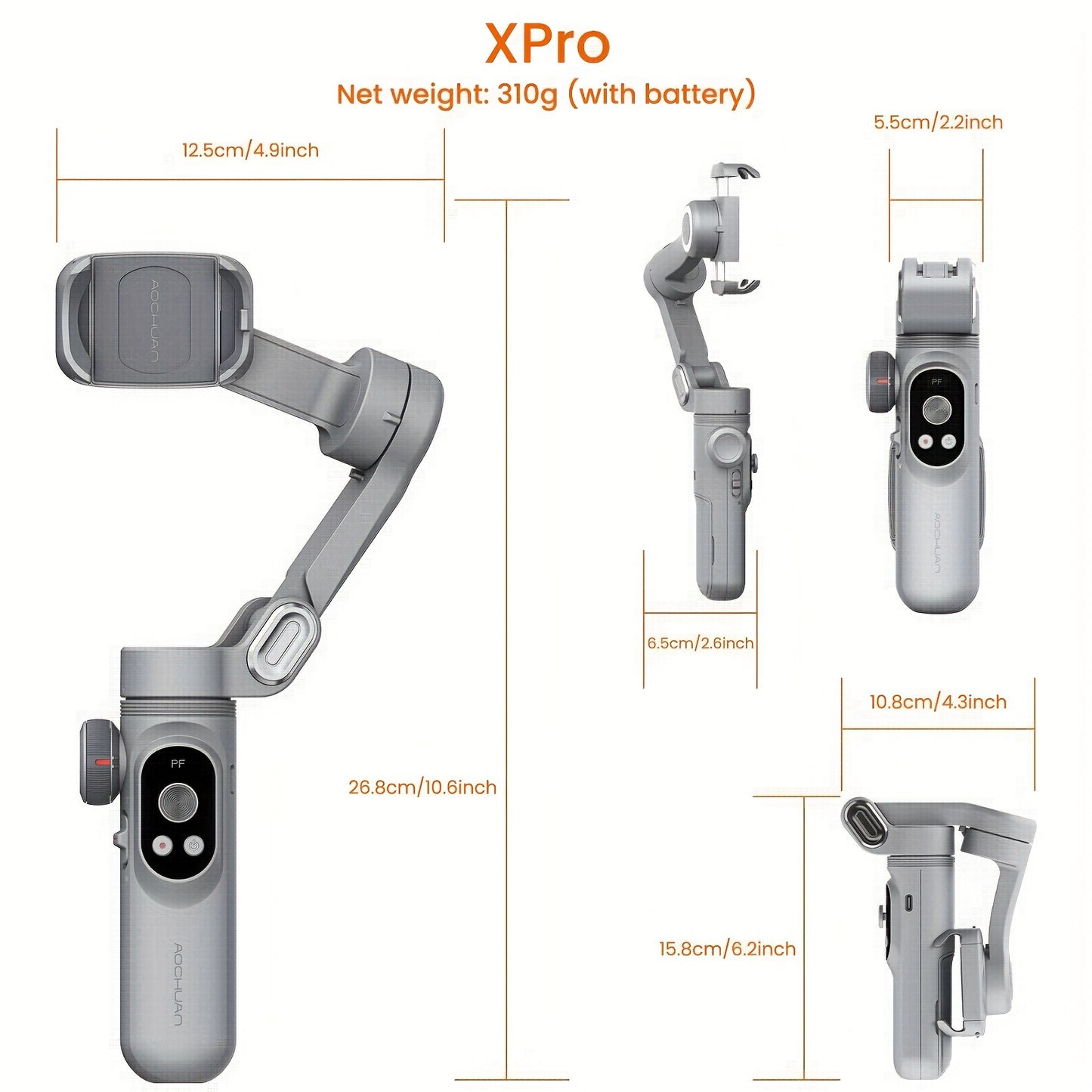 Smart X Pro Combo1 Gimbal Stabilizer - 3-Axis Professional Smartphone Stabilizer with RGB Fill Light, Extension Rod, OLED Display, Wireless Charging for iPhone 15/14/13 Pro Max, Galaxy S22, and More - Perfect for Smooth Video